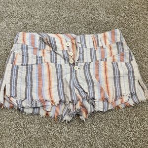 Free People Linen Striped Shorts